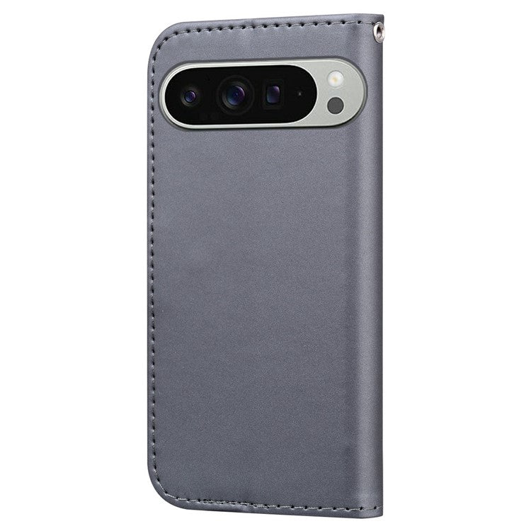 For Google Pixel 9 Pro XL Case Cartoon Pattern Wallet Leather Phone Cover - Grey