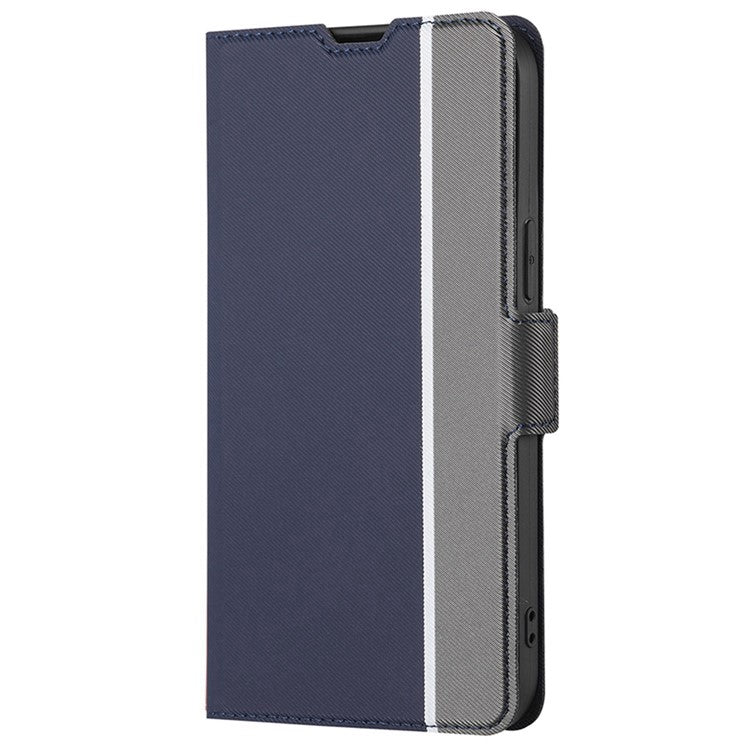 Skin-friendly Phone Case For Motorola Edge 30 Neo 5G, Twill Texture PU Leather Ultra-thin Magnetic Phone Cover with Stand / Card Slots - Blue