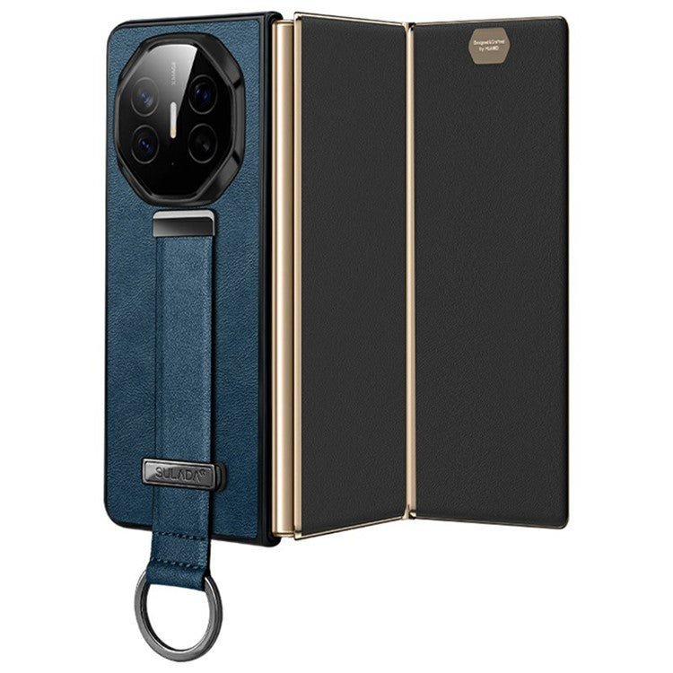 SULADA Fashion Series for Huawei Mate XT Ultimate Case Wristband Kickstand Leather+PC Back Phone Cover - Blue