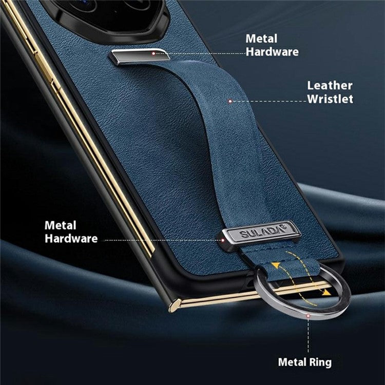 SULADA Fashion Series for Huawei Mate XT Ultimate Case Wristband Kickstand Leather+PC Back Phone Cover - Red