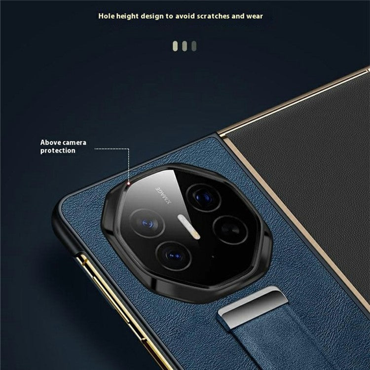 SULADA Fashion Series for Huawei Mate XT Ultimate Case Wristband Kickstand Leather+PC Back Phone Cover - Black