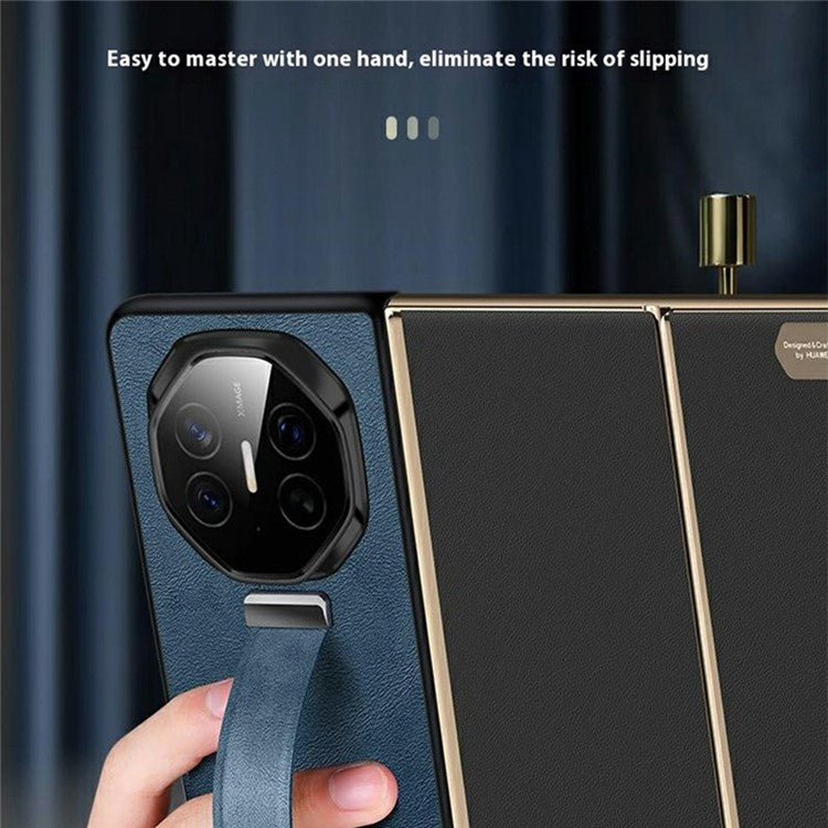 SULADA Fashion Series for Huawei Mate XT Ultimate Case Wristband Kickstand Leather+PC Back Phone Cover - Black