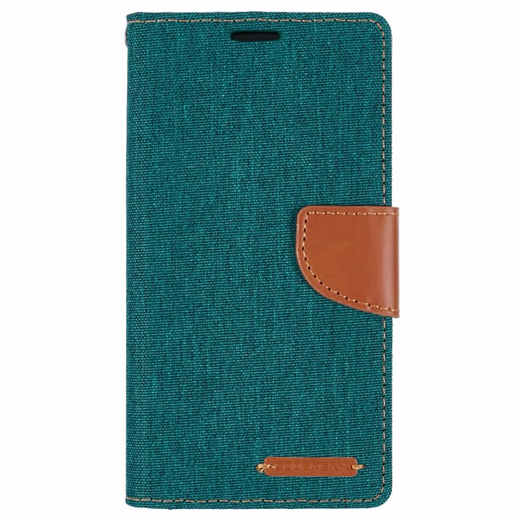 MERCURY GOOSPERY For iPhone 16 Plus Case Canvas Texture Leather Wallet Phone Cover - Green
