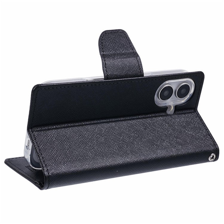 MERCURY GOOSPERY For iPhone 16 Plus Case PU Leather Wallet Phone Cover - Black