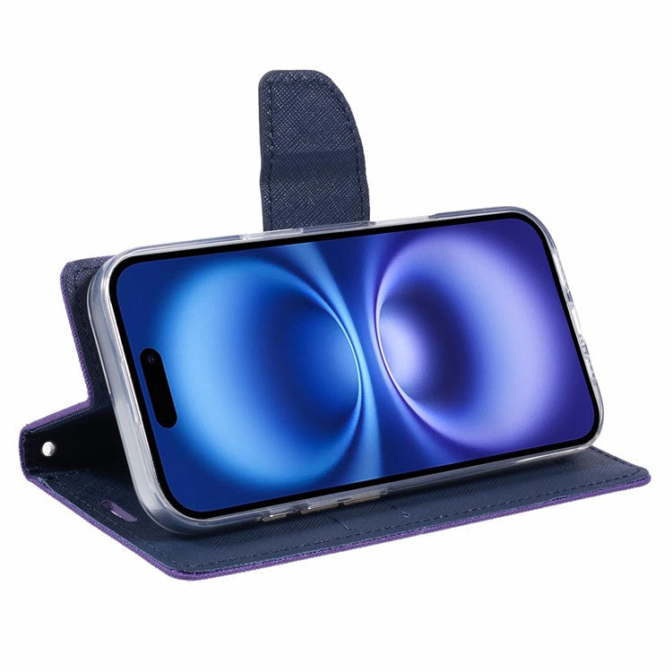 MERCURY GOOSPERY For iPhone 16 Plus Case PU Leather Wallet Phone Cover - Purple