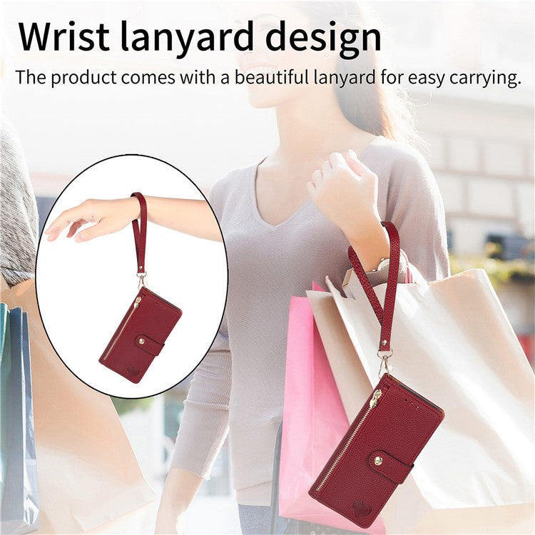 For OnePlus Nord CE4 Lite 5G / Oppo K12x 5G (China) Case RFID Blocking Zipper Pocket Leather Wallet Phone Cover - Red