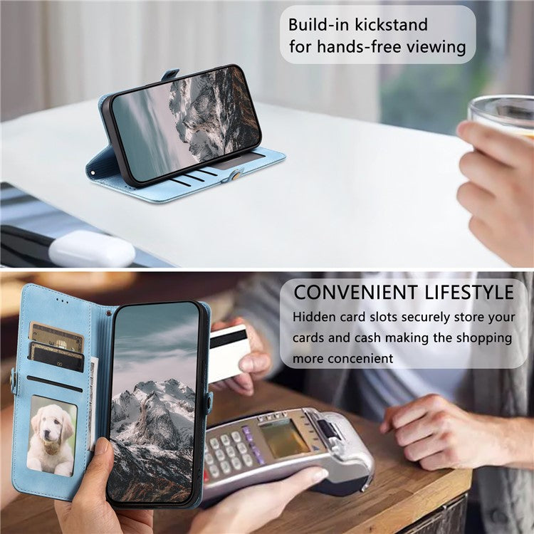 Style 016 For Motorola Edge 50 Neo 5G / Moto S50 5G / Thinkphone 25 5G Case Skin Feel Totem Imprinted Wallet Leather Phone Cover - Lake Blue