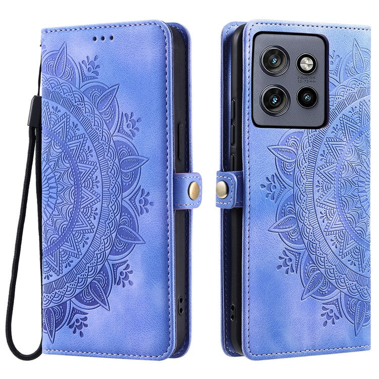 Style 016 For Motorola Edge 50 Neo 5G / Moto S50 5G / Thinkphone 25 5G Case Skin Feel Totem Imprinted Wallet Leather Phone Cover - Purple