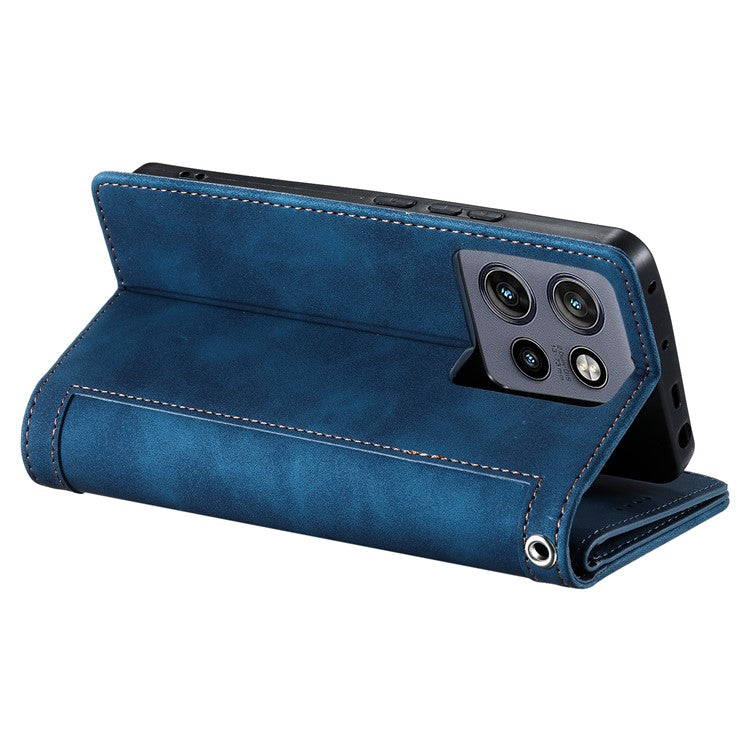 For Motorola Edge 50 Neo 5G / Moto S50 5G / Thinkphone 25 5G Case PU Leather Phone Cover with Zipper Wallet 9 Card Slots - Blue