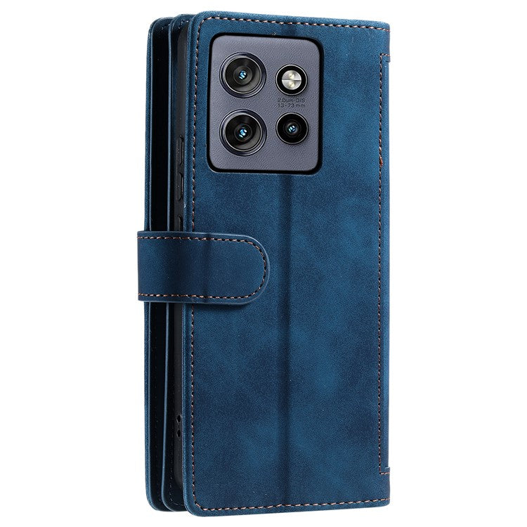For Motorola Edge 50 Neo 5G / Moto S50 5G / Thinkphone 25 5G Case PU Leather Phone Cover with Zipper Wallet 9 Card Slots - Blue