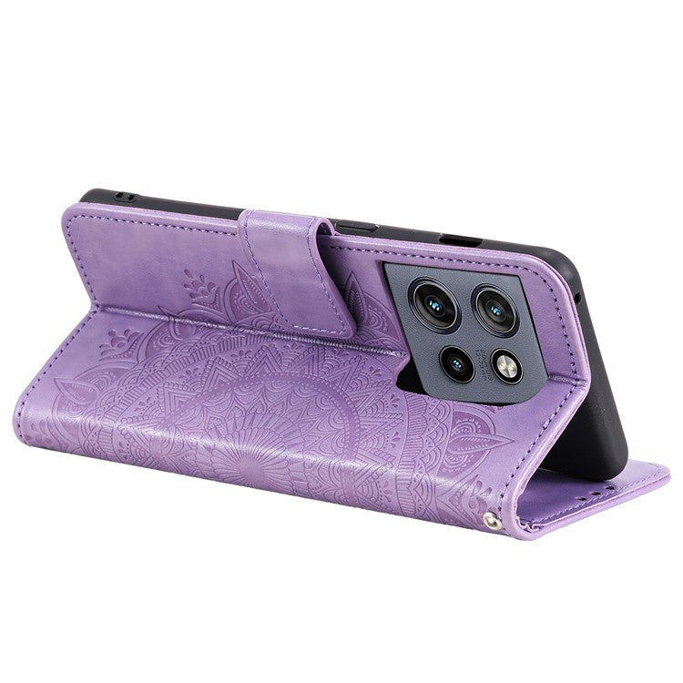 For Motorola Edge 50 Neo 5G / Moto S50 5G / Thinkphone 25 5G Case Imprinted Totem PU Leather Wallet Stand Phone Cover - Purple