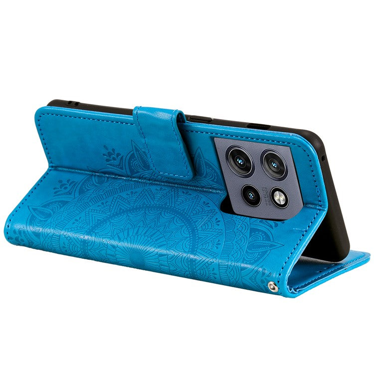 For Motorola Edge 50 Neo 5G / Moto S50 5G / Thinkphone 25 5G Case Imprinted Totem PU Leather Wallet Stand Phone Cover - Blue