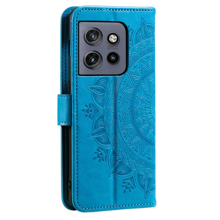 For Motorola Edge 50 Neo 5G / Moto S50 5G / Thinkphone 25 5G Case Imprinted Totem PU Leather Wallet Stand Phone Cover - Blue
