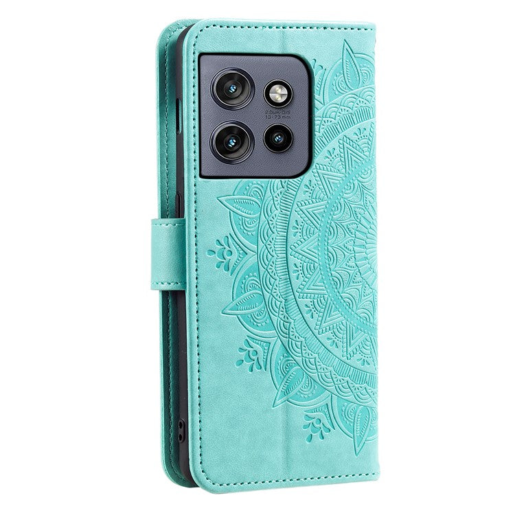 For Motorola Edge 50 Neo 5G / Moto S50 5G / Thinkphone 25 5G Case Imprinted Totem PU Leather Wallet Stand Phone Cover - Mint Green