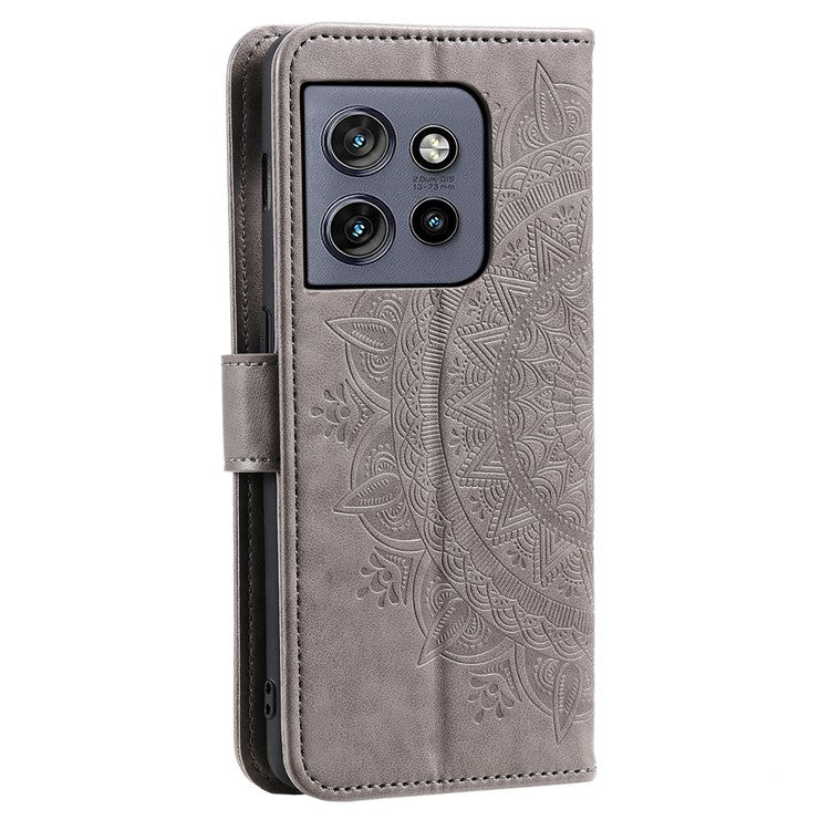 For Motorola Edge 50 Neo 5G / Moto S50 5G / Thinkphone 25 5G Case Imprinted Totem PU Leather Wallet Stand Phone Cover - Grey