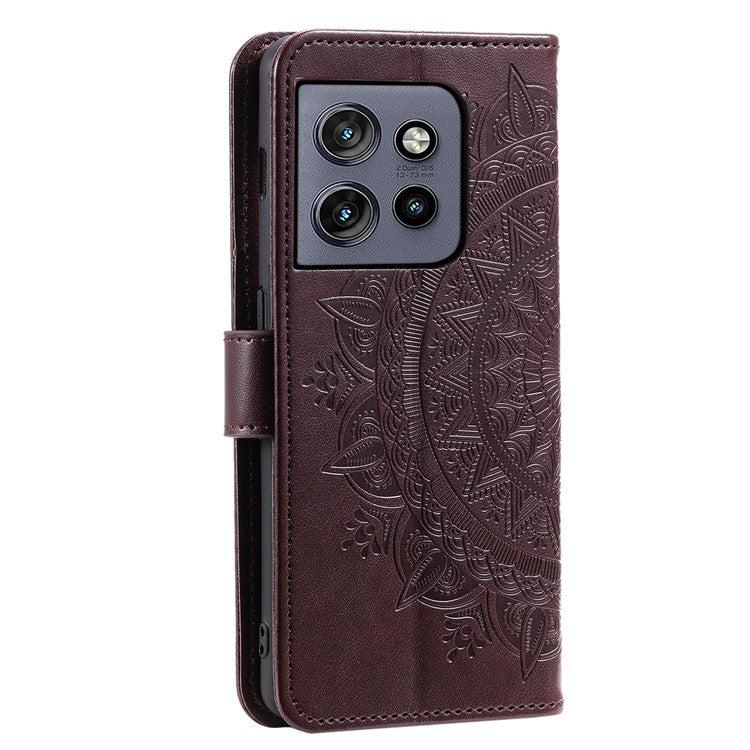 For Motorola Edge 50 Neo 5G / Moto S50 5G / Thinkphone 25 5G Case Imprinted Totem PU Leather Wallet Stand Phone Cover - Brown