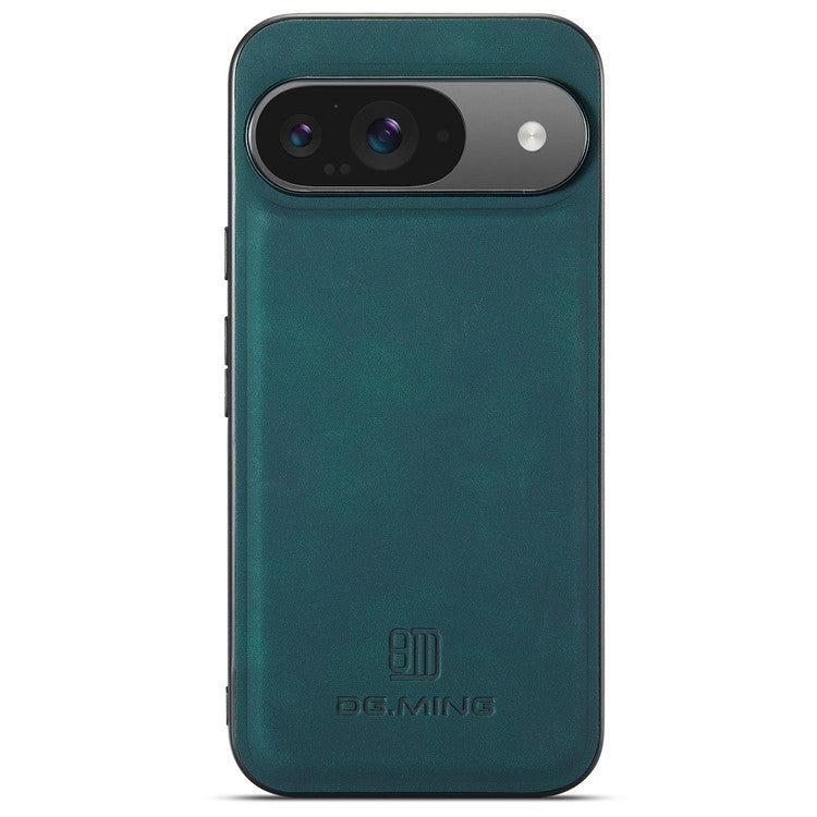 DG.MING For Google Pixel 9 Pro / Pixel 9 Case PU Leather Covered PC+TPU Hybrid Phone Shell - Green