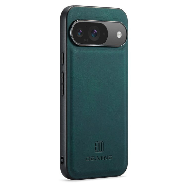 DG.MING For Google Pixel 9 Pro / Pixel 9 Case PU Leather Covered PC+TPU Hybrid Phone Shell - Green