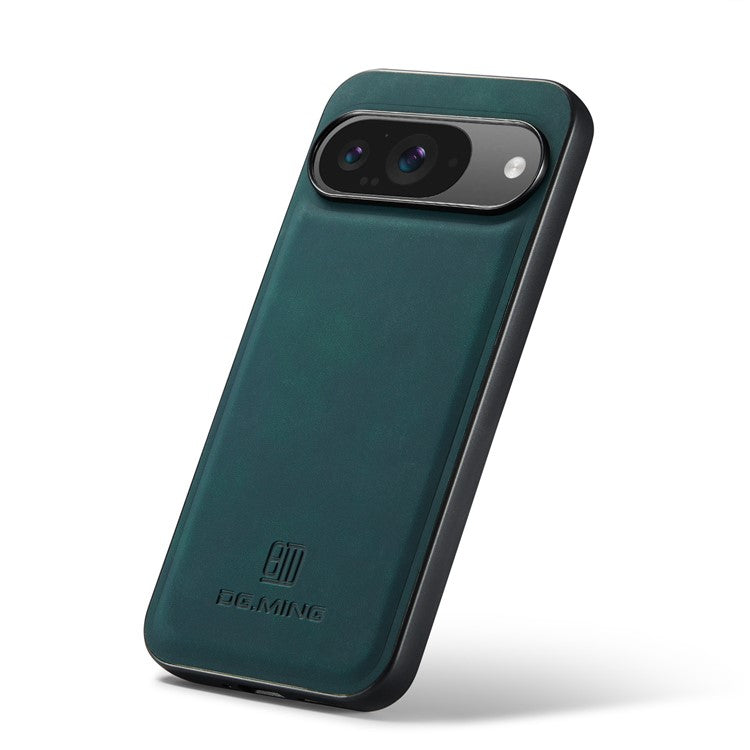 DG.MING For Google Pixel 9 Pro / Pixel 9 Case PU Leather Covered PC+TPU Hybrid Phone Shell - Green