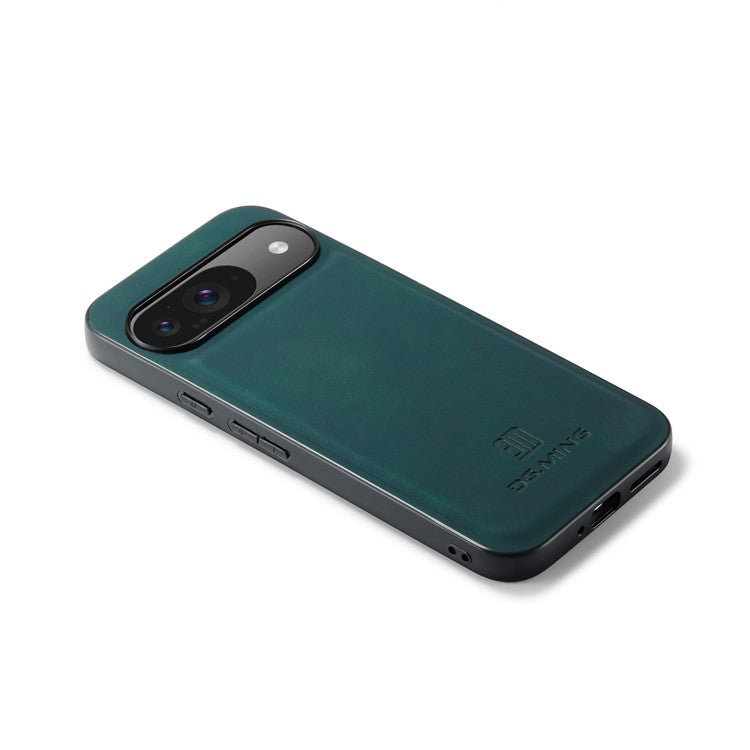 DG.MING For Google Pixel 9 Pro / Pixel 9 Case PU Leather Covered PC+TPU Hybrid Phone Shell - Green