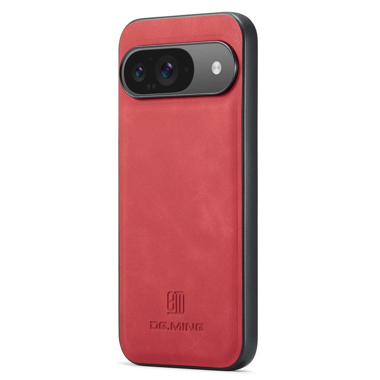 DG.MING For Google Pixel 9 Pro / Pixel 9 Case PU Leather Covered PC+TPU Hybrid Phone Shell - Red