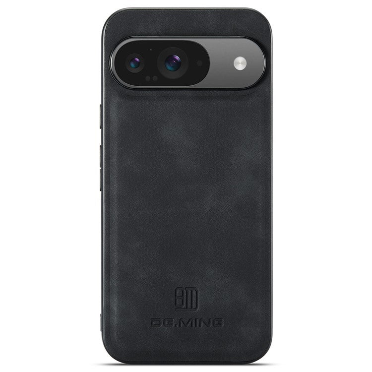 DG.MING For Google Pixel 9 Pro / Pixel 9 Case PU Leather Covered PC+TPU Hybrid Phone Shell - Black