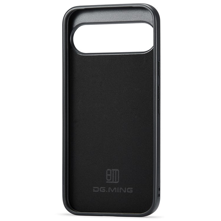 DG.MING For Google Pixel 9 Pro / Pixel 9 Case PU Leather Covered PC+TPU Hybrid Phone Shell - Black