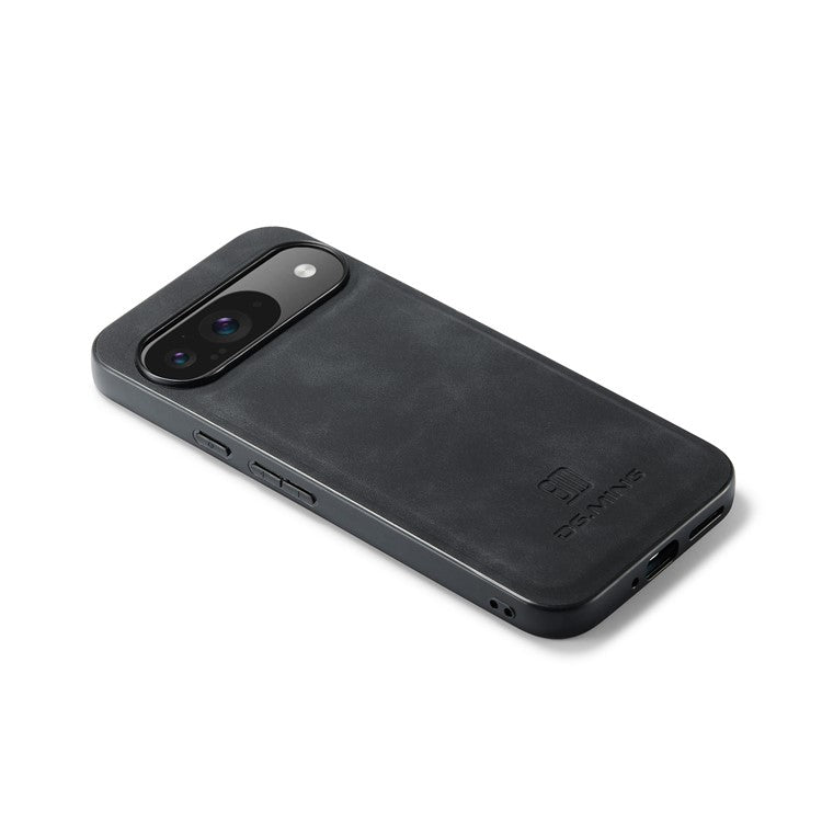 DG.MING For Google Pixel 9 Pro / Pixel 9 Case PU Leather Covered PC+TPU Hybrid Phone Shell - Black