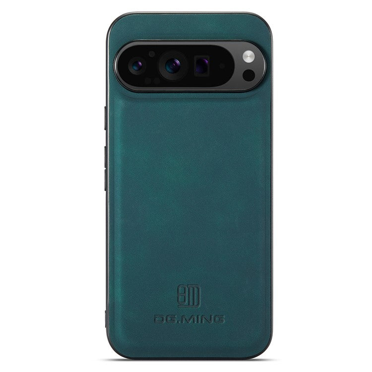 DG.MING For Google Pixel 9 Pro XL Case PU Leather Covered PC+TPU Hybrid Phone Shell - Green