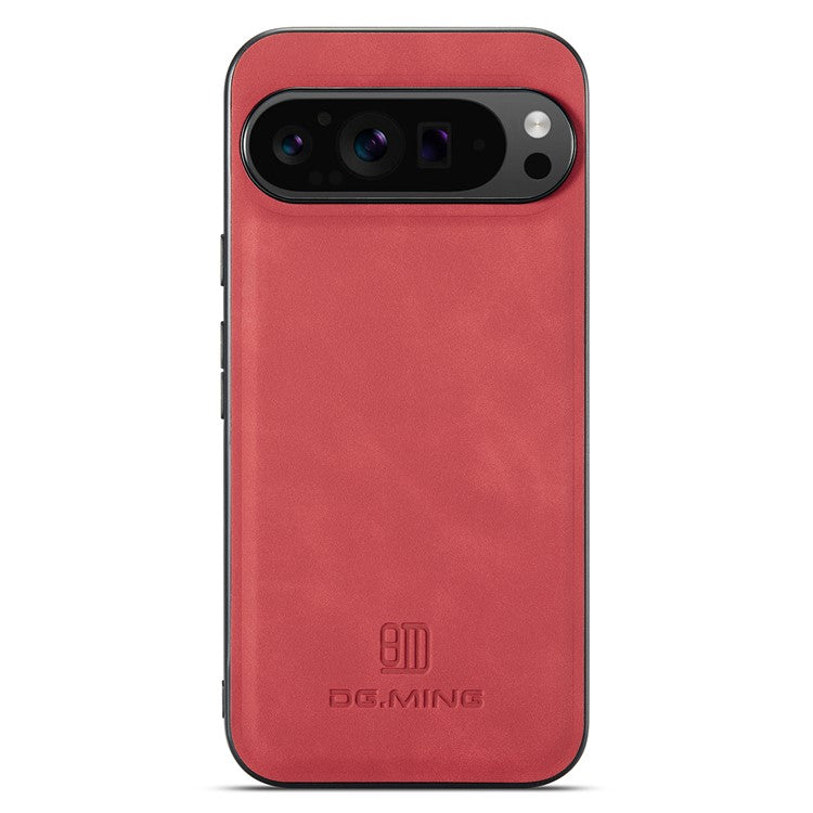 DG.MING For Google Pixel 9 Pro XL Case PU Leather Covered PC+TPU Hybrid Phone Shell - Red