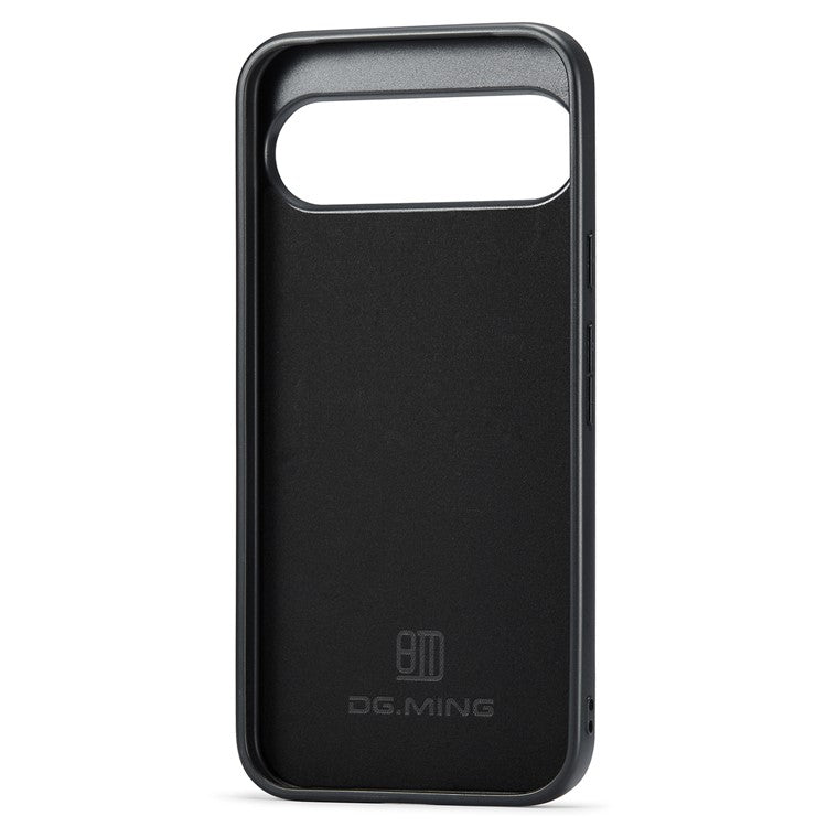 DG.MING For Google Pixel 9 Pro XL Case PU Leather Covered PC+TPU Hybrid Phone Shell - Black