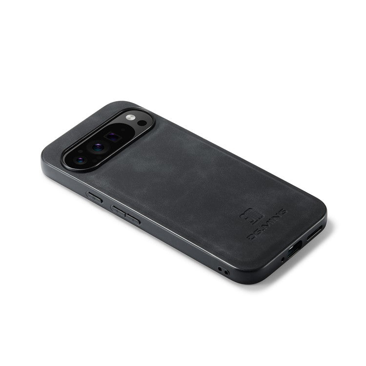 DG.MING For Google Pixel 9 Pro XL Case PU Leather Covered PC+TPU Hybrid Phone Shell - Black
