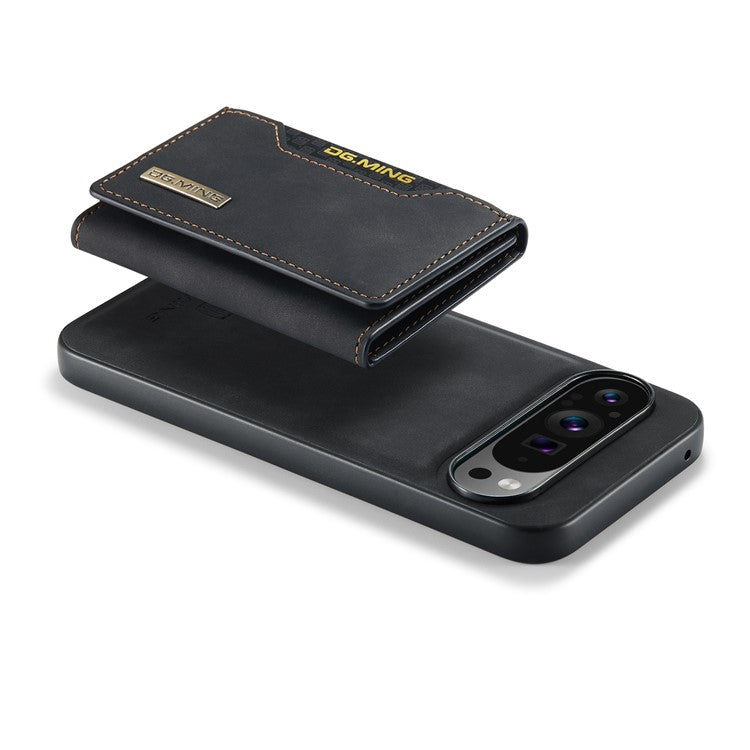 DG.MING M2 Series for Google Pixel 9 Pro XL Case PU+PC+TPU Phone Cover Detachable Wallet - Black