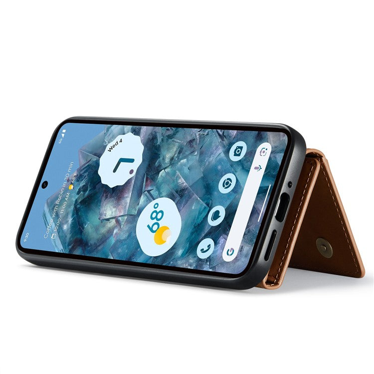 DG.MING M2 Series for Google Pixel 9 Pro XL Case PU+PC+TPU Phone Cover Detachable Wallet - Brown