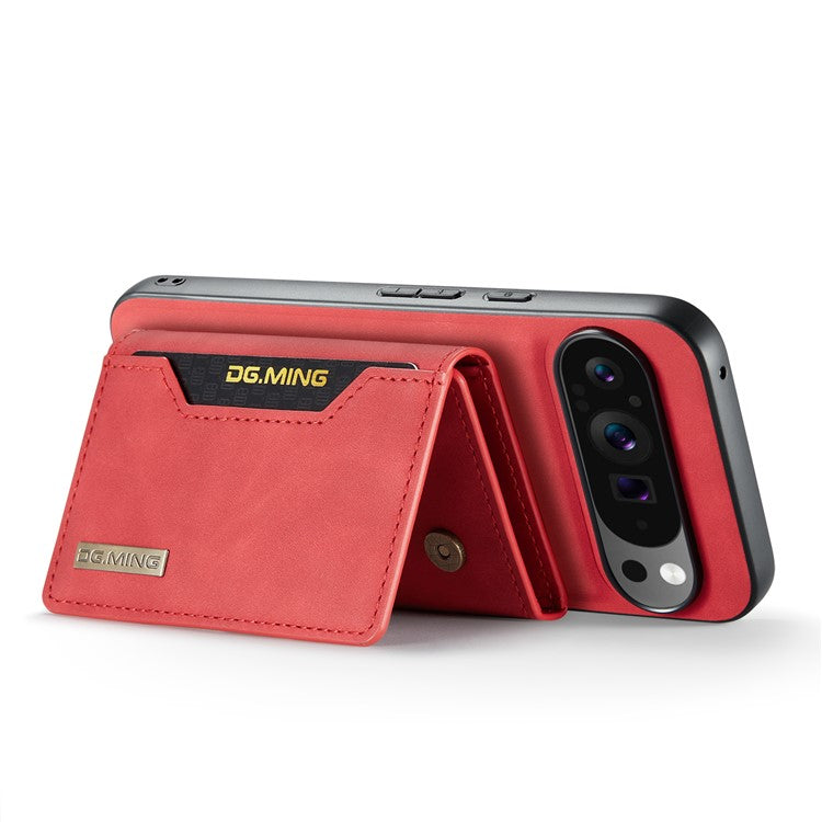 DG.MING M2 Series for Google Pixel 9 Pro XL Case PU+PC+TPU Phone Cover Detachable Wallet - Red