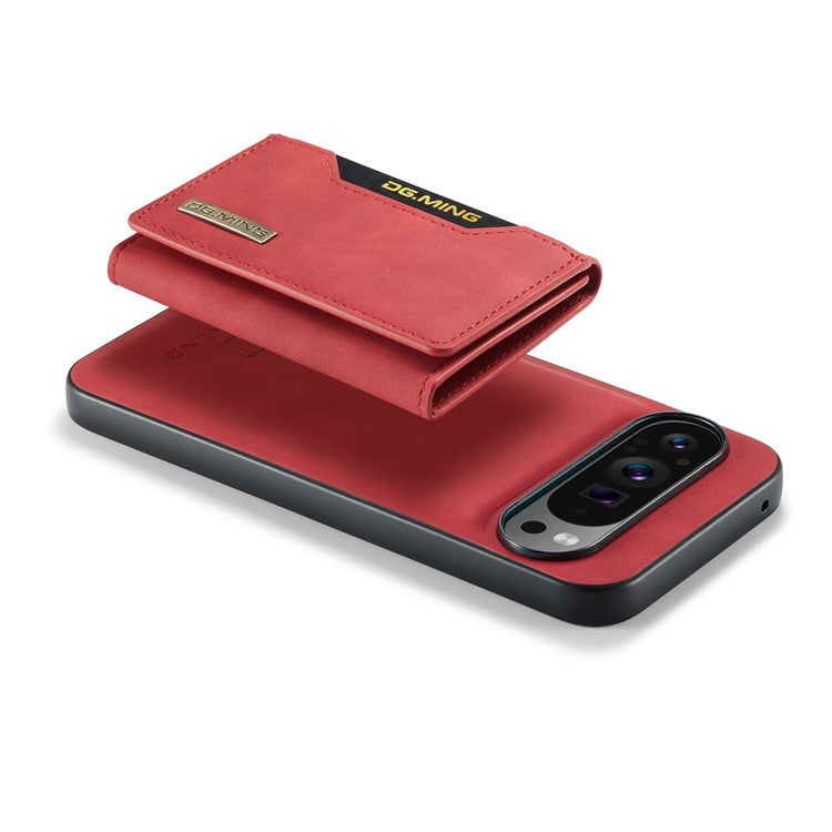 DG.MING M2 Series for Google Pixel 9 Pro XL Case PU+PC+TPU Phone Cover Detachable Wallet - Red