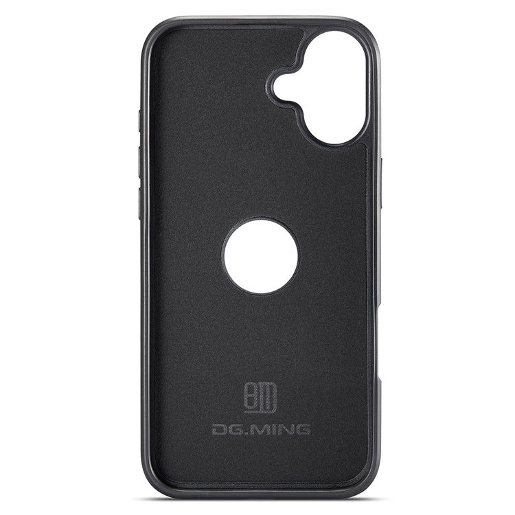 DG.MING For iPhone 16 Case Anti-Drop Leather Coated PC+TPU Phone Back Cover - Purple