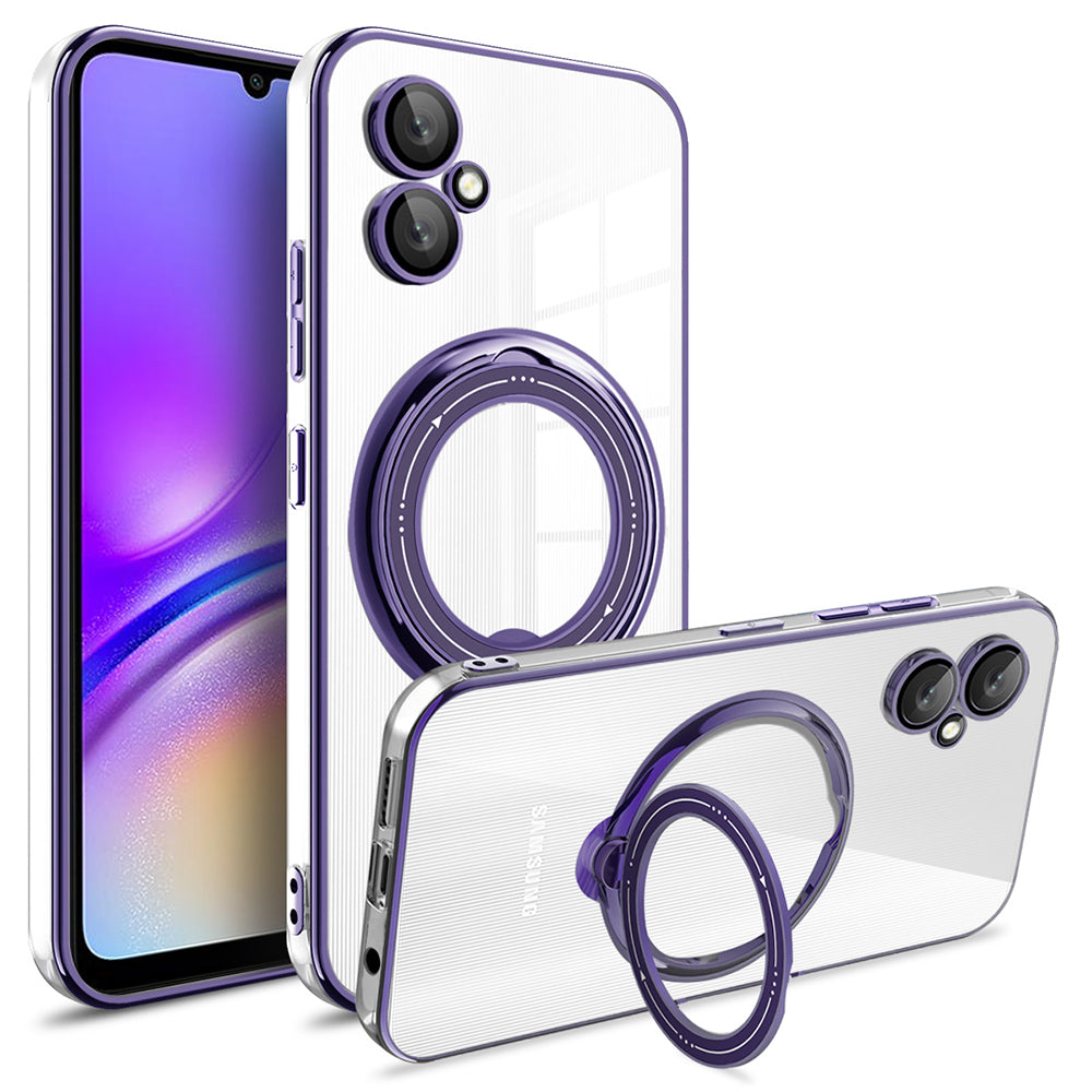 For Samsung Galaxy A06 Case Kickstand PC+TPU Magnetic Phone Cover - Purple