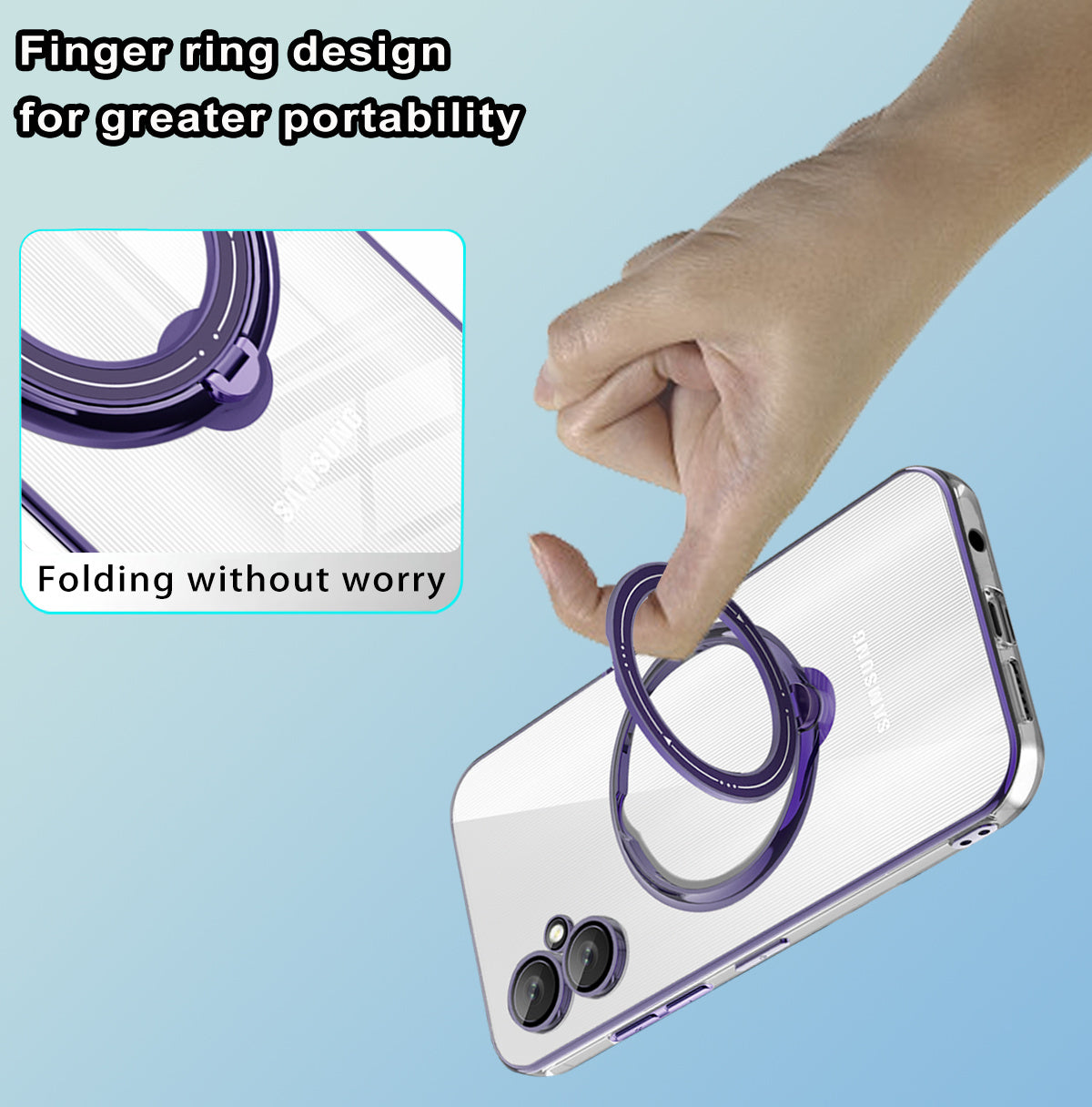 For Samsung Galaxy A06 Case Kickstand PC+TPU Magnetic Phone Cover - Purple