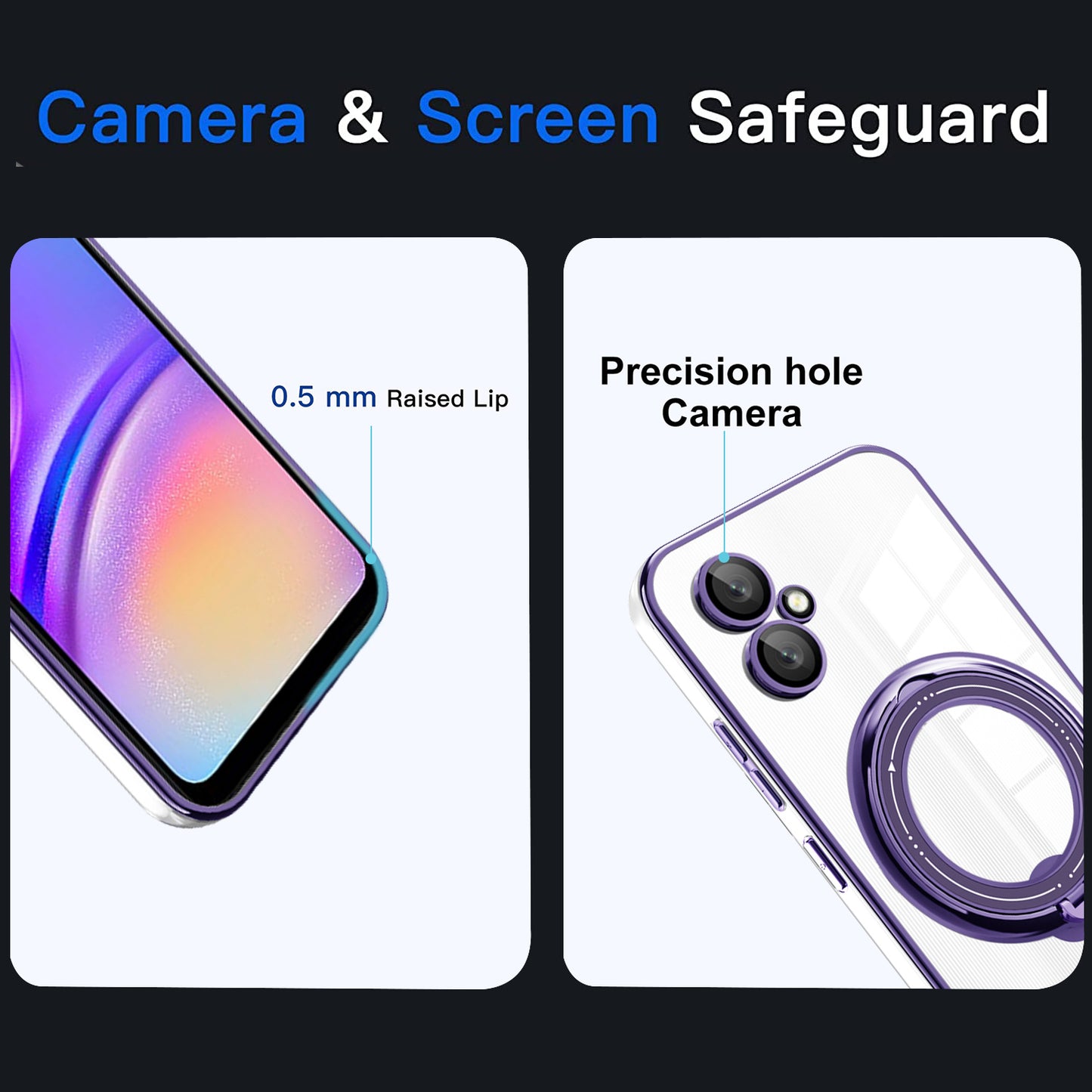For Samsung Galaxy A06 Case Kickstand PC+TPU Magnetic Phone Cover - Black