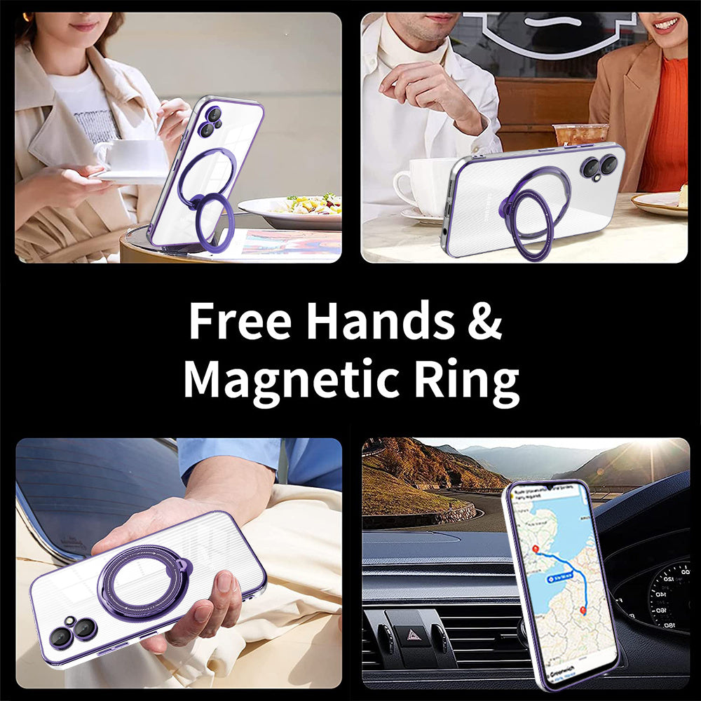 For Samsung Galaxy A06 Case Kickstand PC+TPU Magnetic Phone Cover - Silver