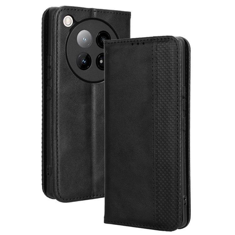 For Infinix Zero 40 4G X6860 Leather Case Wallet Stand Retro Texture Phone Cover - Black