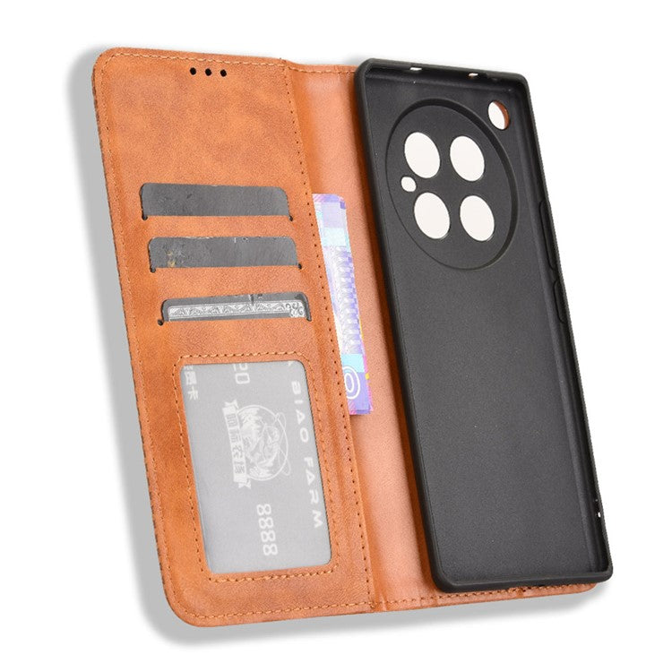 For Infinix Zero 40 4G X6860 Leather Case Wallet Stand Retro Texture Phone Cover - Brown