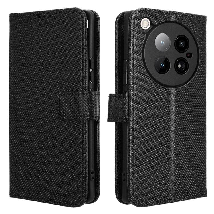 For Infinix Zero 40 4G X6860 Case PU Leather Diamond Texture Wallet Phone Cover - Black