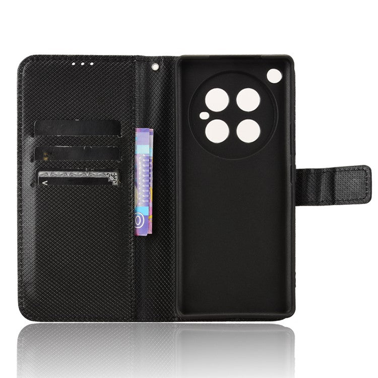 For Infinix Zero 40 4G X6860 Case PU Leather Diamond Texture Wallet Phone Cover - Black