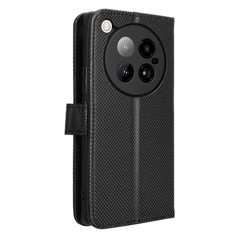 For Infinix Zero 40 4G X6860 Case PU Leather Diamond Texture Wallet Phone Cover - Black