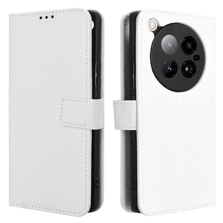 For Infinix Zero 40 4G X6860 Case PU Leather Diamond Texture Wallet Phone Cover - White
