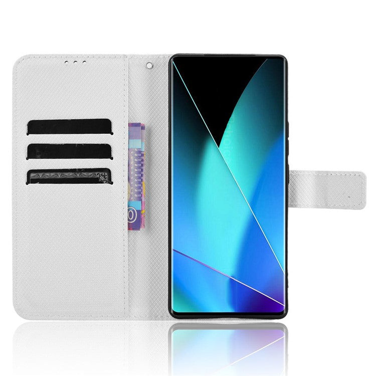 For Infinix Zero 40 4G X6860 Case PU Leather Diamond Texture Wallet Phone Cover - White