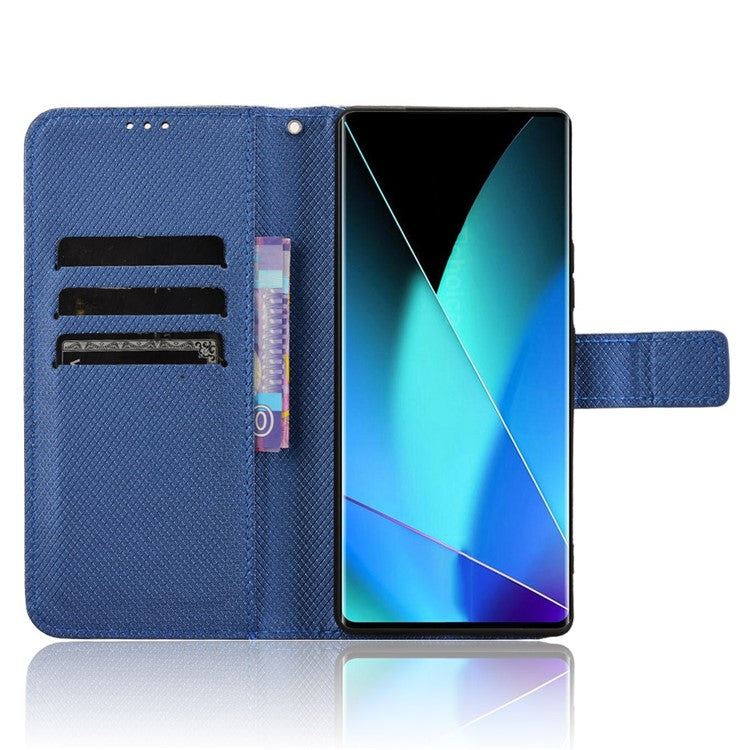 For Infinix Zero 40 4G X6860 Case PU Leather Diamond Texture Wallet Phone Cover - Blue
