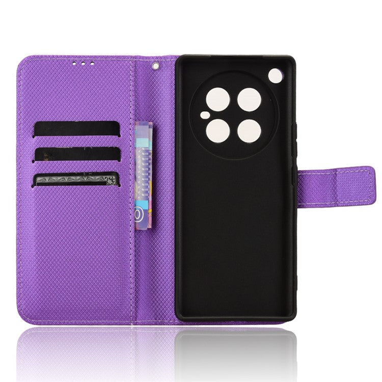 For Infinix Zero 40 4G X6860 Case PU Leather Diamond Texture Wallet Phone Cover - Purple